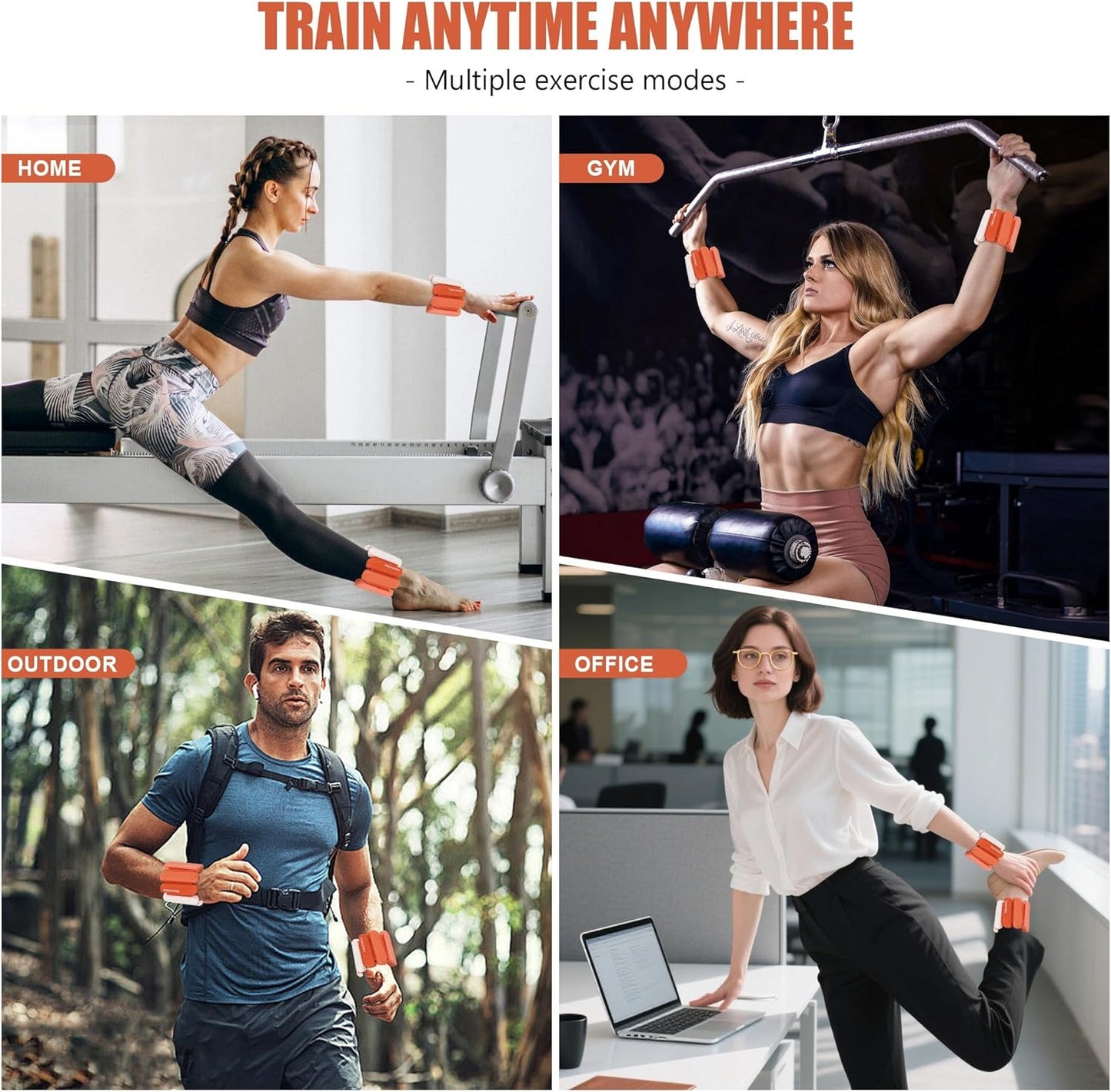 Wrist & Ankle Weights for Women and Men, 2lbs/4lbs Pairs Adjustable Silicone Weighted Bangles for Arm & Leg Workouts, Perfect for Pilates, Barre, Yoga, Walking & Home Fitness