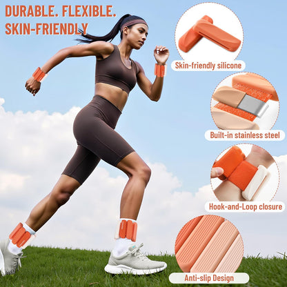 Wrist & Ankle Weights for Women and Men, 2lbs/4lbs Pairs Adjustable Silicone Weighted Bangles for Arm & Leg Workouts, Perfect for Pilates, Barre, Yoga, Walking & Home Fitness
