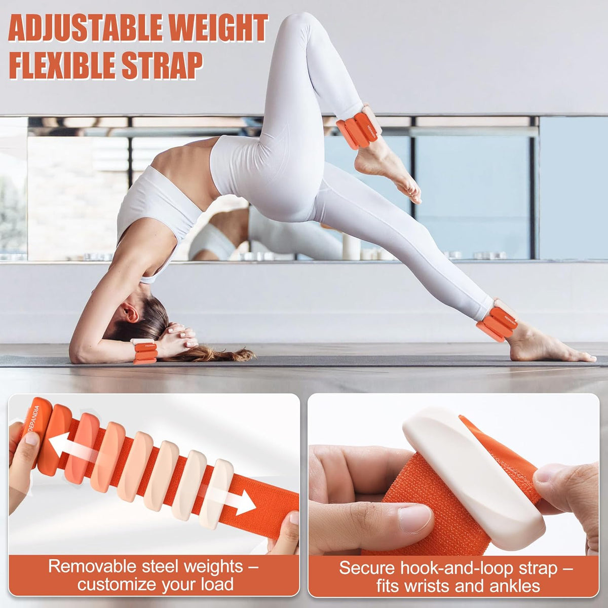 Wrist & Ankle Weights for Women and Men, 2lbs/4lbs Pairs Adjustable Silicone Weighted Bangles for Arm & Leg Workouts, Perfect for Pilates, Barre, Yoga, Walking & Home Fitness