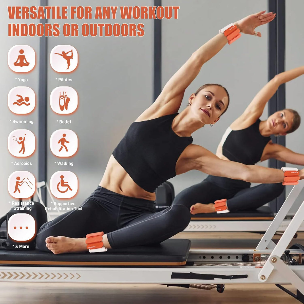 Wrist & Ankle Weights for Women and Men, 2lbs/4lbs Pairs Adjustable Silicone Weighted Bangles for Arm & Leg Workouts, Perfect for Pilates, Barre, Yoga, Walking & Home Fitness