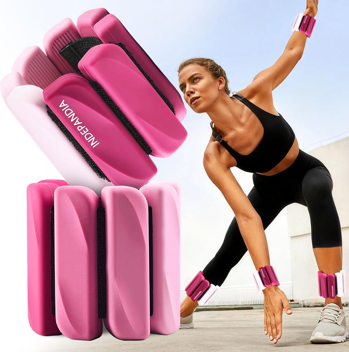 Wrist & Ankle Weights for Women and Men, 2lbs/4lbs Pairs Adjustable Silicone Weighted Bangles for Arm & Leg Workouts, Perfect for Pilates, Barre, Yoga, Walking & Home Fitness