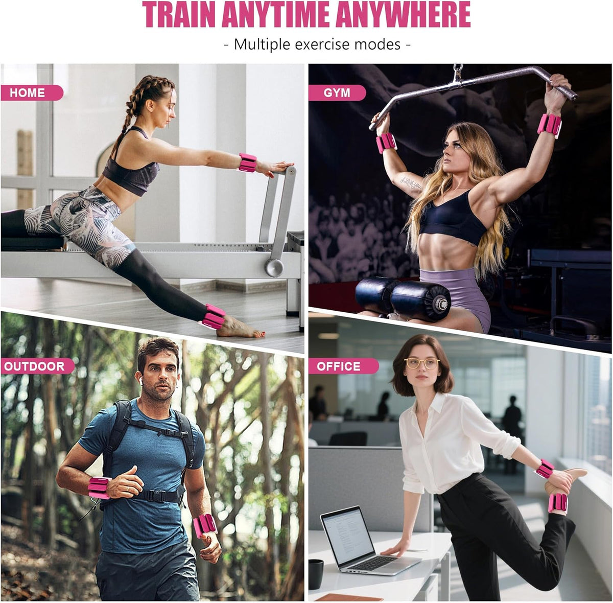 Wrist & Ankle Weights for Women and Men, 2lbs/4lbs Pairs Adjustable Silicone Weighted Bangles for Arm & Leg Workouts, Perfect for Pilates, Barre, Yoga, Walking & Home Fitness
