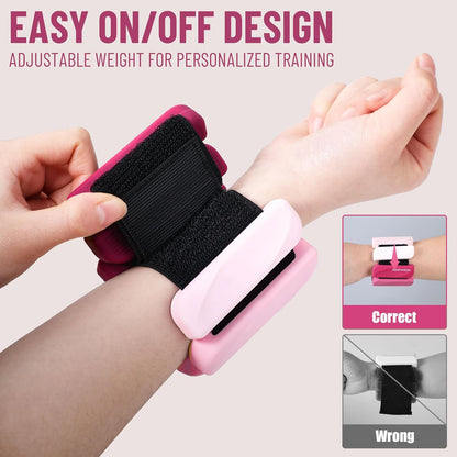 Wrist & Ankle Weights for Women and Men, 2lbs/4lbs Pairs Adjustable Silicone Weighted Bangles for Arm & Leg Workouts, Perfect for Pilates, Barre, Yoga, Walking & Home Fitness