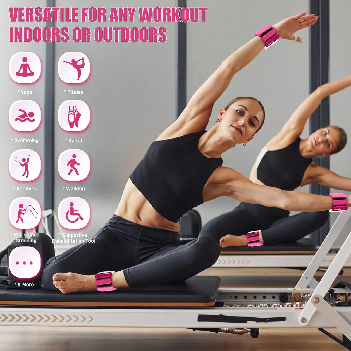 Wrist & Ankle Weights for Women and Men, 2lbs/4lbs Pairs Adjustable Silicone Weighted Bangles for Arm & Leg Workouts, Perfect for Pilates, Barre, Yoga, Walking & Home Fitness