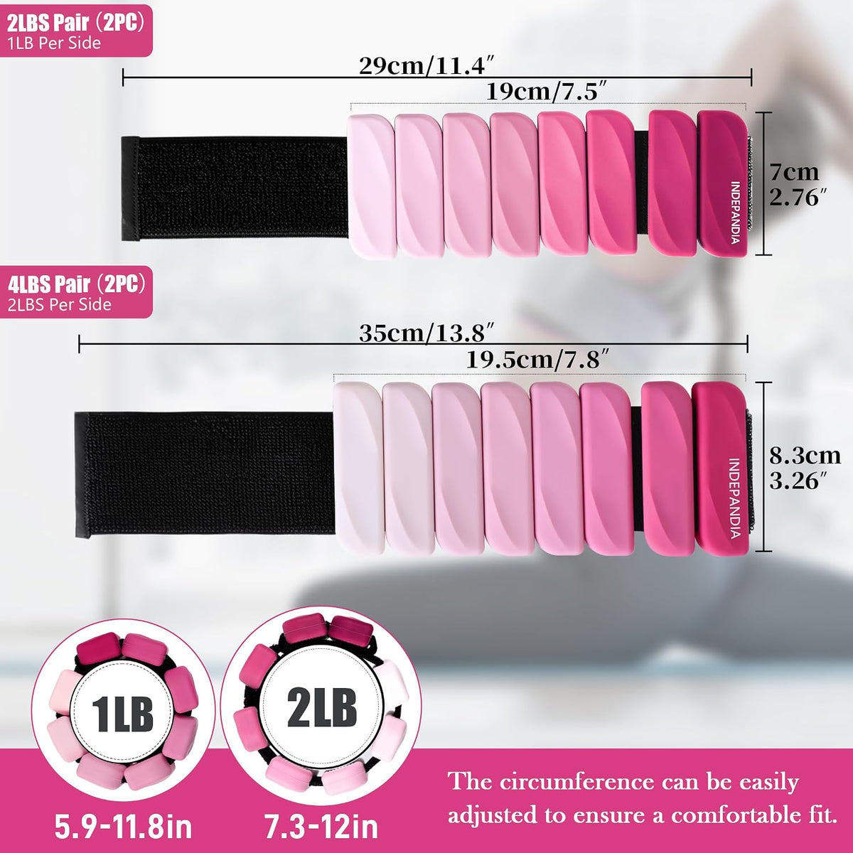 Wrist & Ankle Weights for Women and Men, 2lbs/4lbs Pairs Adjustable Silicone Weighted Bangles for Arm & Leg Workouts, Perfect for Pilates, Barre, Yoga, Walking & Home Fitness