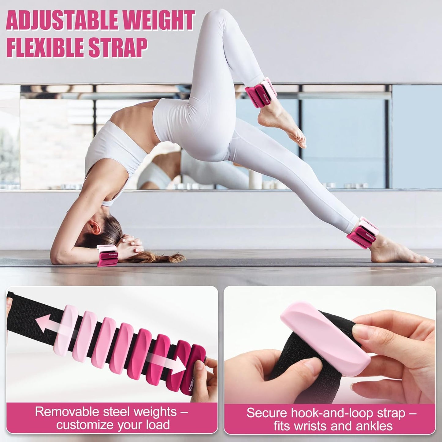 Wrist & Ankle Weights for Women and Men, 2lbs/4lbs Pairs Adjustable Silicone Weighted Bangles for Arm & Leg Workouts, Perfect for Pilates, Barre, Yoga, Walking & Home Fitness