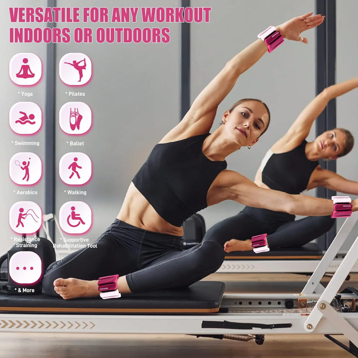 Wrist & Ankle Weights for Women and Men, 2lbs/4lbs Pairs Adjustable Silicone Weighted Bangles for Arm & Leg Workouts, Perfect for Pilates, Barre, Yoga, Walking & Home Fitness