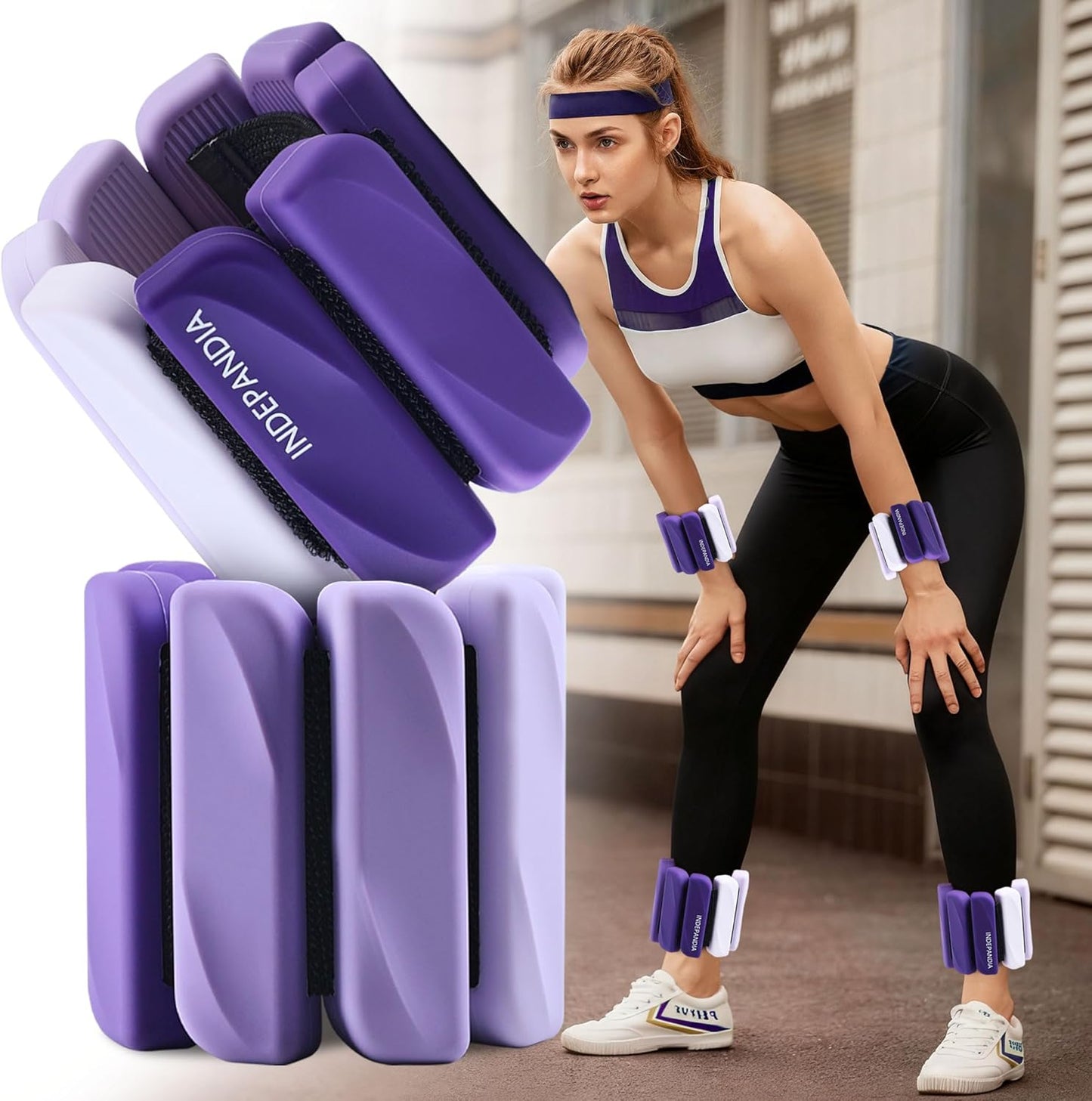 Wrist & Ankle Weights for Women and Men, 2lbs/4lbs Pairs Adjustable Silicone Weighted Bangles for Arm & Leg Workouts, Perfect for Pilates, Barre, Yoga, Walking & Home Fitness