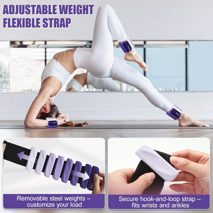 Wrist & Ankle Weights for Women and Men, 2lbs/4lbs Pairs Adjustable Silicone Weighted Bangles for Arm & Leg Workouts, Perfect for Pilates, Barre, Yoga, Walking & Home Fitness