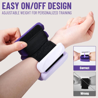 Wrist & Ankle Weights for Women and Men, 2lbs/4lbs Pairs Adjustable Silicone Weighted Bangles for Arm & Leg Workouts, Perfect for Pilates, Barre, Yoga, Walking & Home Fitness