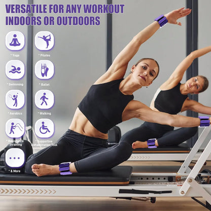 Wrist & Ankle Weights for Women and Men, 2lbs/4lbs Pairs Adjustable Silicone Weighted Bangles for Arm & Leg Workouts, Perfect for Pilates, Barre, Yoga, Walking & Home Fitness
