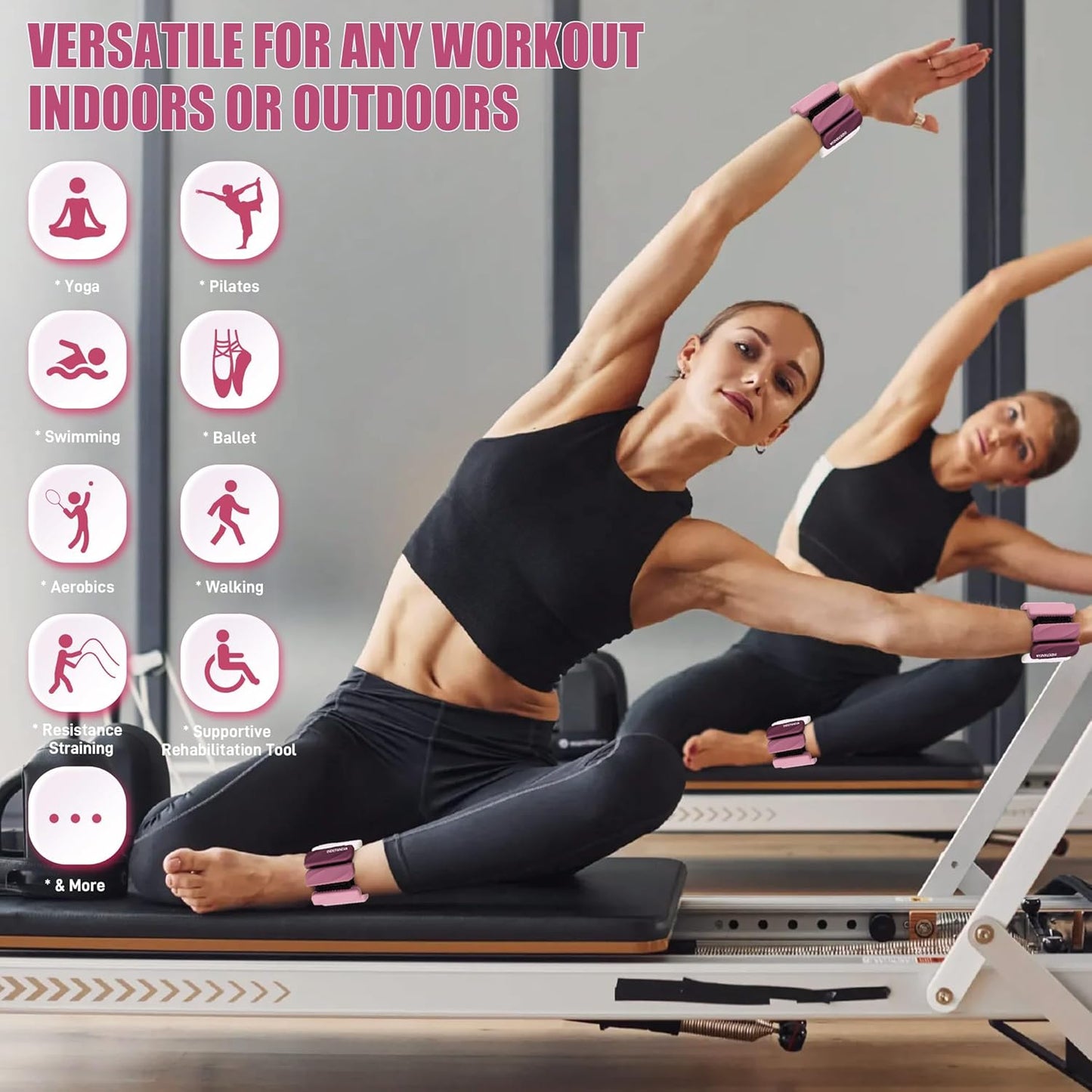 Wrist & Ankle Weights for Women and Men, 2lbs/4lbs Pairs Adjustable Silicone Weighted Bangles for Arm & Leg Workouts, Perfect for Pilates, Barre, Yoga, Walking & Home Fitness