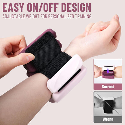 Wrist & Ankle Weights for Women and Men, 2lbs/4lbs Pairs Adjustable Silicone Weighted Bangles for Arm & Leg Workouts, Perfect for Pilates, Barre, Yoga, Walking & Home Fitness