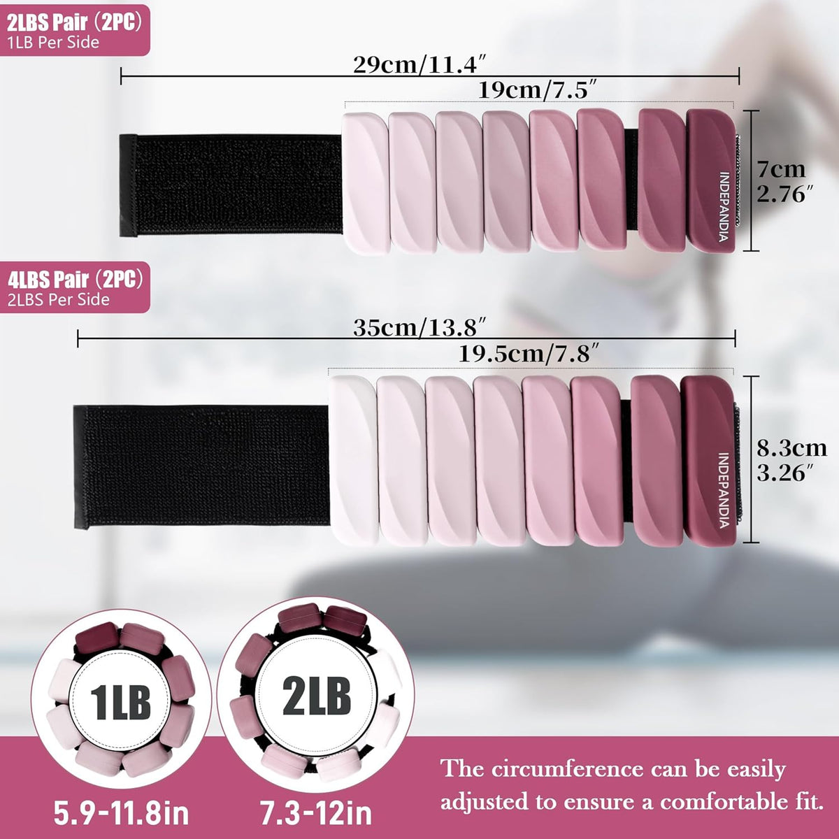 Wrist & Ankle Weights for Women and Men, 2lbs/4lbs Pairs Adjustable Silicone Weighted Bangles for Arm & Leg Workouts, Perfect for Pilates, Barre, Yoga, Walking & Home Fitness