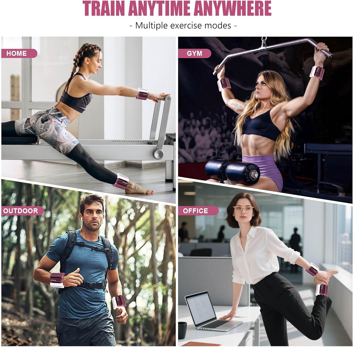 Wrist & Ankle Weights for Women and Men, 2lbs/4lbs Pairs Adjustable Silicone Weighted Bangles for Arm & Leg Workouts, Perfect for Pilates, Barre, Yoga, Walking & Home Fitness