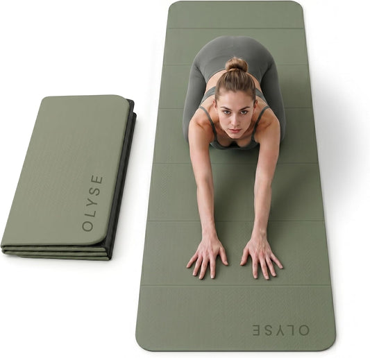 Foldable Yoga Mat, Extra Thick 12mm, 7-Fold, Non-Slip, for Yoga, Pilates, Stretching, HIIT & Home Workout, Green