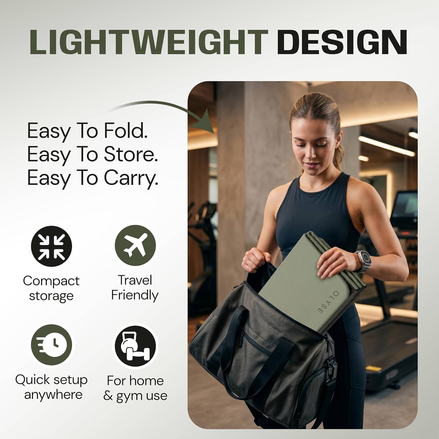 Foldable Yoga Mat, Extra Thick 12mm, 7-Fold, Non-Slip, for Yoga, Pilates, Stretching, HIIT & Home Workout, Green