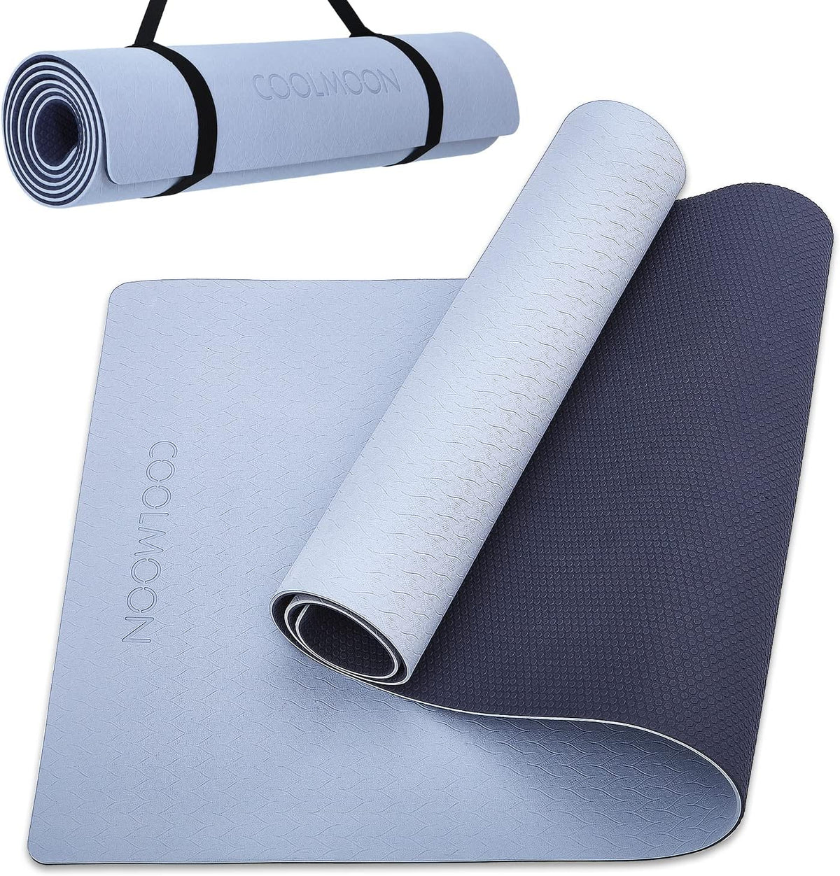Yoga Mat Non Slip, Anti-Tear 1/4 Thick TPE Yoga Mats for Women and Men, 72"x24" Exercise & Fitness Mat with Carrying Strap, Workout Mats for Yoga, Pilates and Floor Exercise