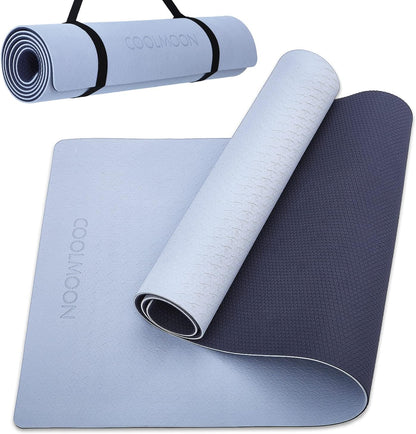 Yoga Mat Non Slip, Anti-Tear 1/4 Thick TPE Yoga Mats for Women and Men, 72"x24" Exercise & Fitness Mat with Carrying Strap, Workout Mats for Yoga, Pilates and Floor Exercise