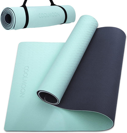 Yoga Mat Non Slip, Anti-Tear 1/4 Thick TPE Yoga Mats for Women and Men, 72"x24" Exercise & Fitness Mat with Carrying Strap, Workout Mats for Yoga, Pilates and Floor Exercise