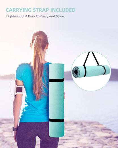 Yoga Mat Non Slip, Anti-Tear 1/4 Thick TPE Yoga Mats for Women and Men, 72"x24" Exercise & Fitness Mat with Carrying Strap, Workout Mats for Yoga, Pilates and Floor Exercise