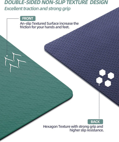 Yoga Mat Non Slip, Anti-Tear 1/4 Thick TPE Yoga Mats for Women and Men, 72"x24" Exercise & Fitness Mat with Carrying Strap, Workout Mats for Yoga, Pilates and Floor Exercise