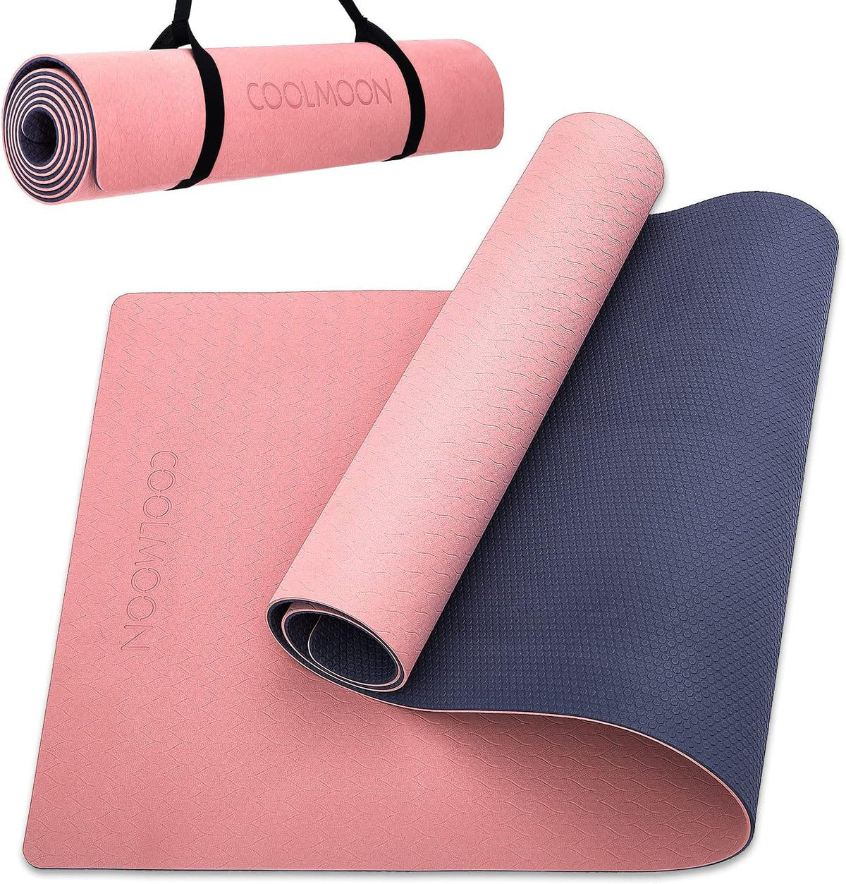 Yoga Mat Non Slip, Anti-Tear 1/4 Thick TPE Yoga Mats for Women and Men, 72"x24" Exercise & Fitness Mat with Carrying Strap, Workout Mats for Yoga, Pilates and Floor Exercise