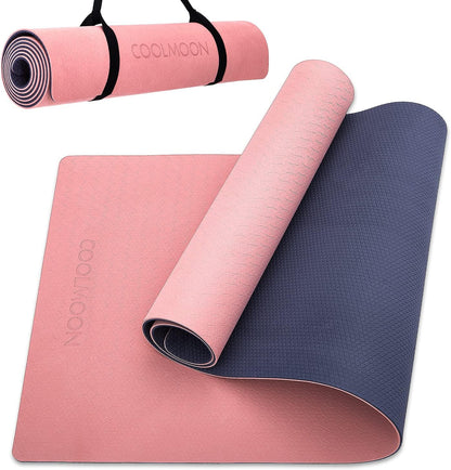 Yoga Mat Non Slip, Anti-Tear 1/4 Thick TPE Yoga Mats for Women and Men, 72"x24" Exercise & Fitness Mat with Carrying Strap, Workout Mats for Yoga, Pilates and Floor Exercise