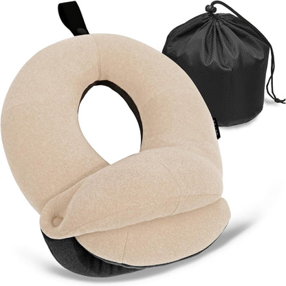 Travel Neck Pillows for Airplanes, Memory Foam 360° Head Support Sleep for Long Flight, Skin-Friendly & Breathable, Kit with Eye Mask, Earplugs and Storage Bag (Adult, Grey, 90+ lbs)