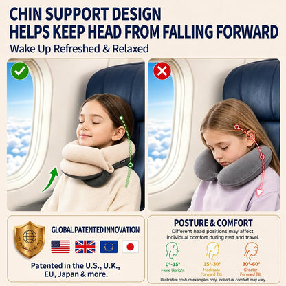 Travel Neck Pillows for Airplanes, Memory Foam 360° Head Support Sleep for Long Flight, Skin-Friendly & Breathable, Kit with Eye Mask, Earplugs and Storage Bag (Adult, Grey, 90+ lbs)