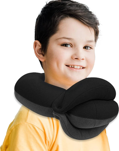 Travel Neck Pillows for Airplanes, Memory Foam 360° Head Support Sleep for Long Flight, Skin-Friendly & Breathable, Kit with Eye Mask, Earplugs and Storage Bag (Adult, Grey, 90+ lbs)