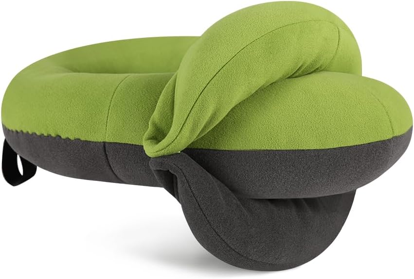 Travel Neck Pillows for Airplanes, Memory Foam 360° Head Support Sleep for Long Flight, Skin-Friendly & Breathable, Kit with Eye Mask, Earplugs and Storage Bag (Adult, Grey, 90+ lbs)