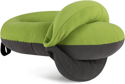 Travel Neck Pillows for Airplanes, Memory Foam 360° Head Support Sleep for Long Flight, Skin-Friendly & Breathable, Kit with Eye Mask, Earplugs and Storage Bag (Adult, Grey, 90+ lbs)