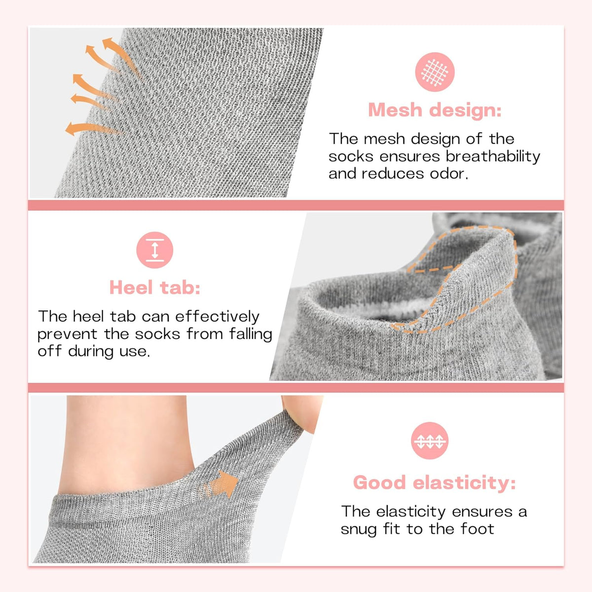 6 Pairs Pilates Grip Socks for Women, Non Slip Yoga Socks with Grips, Grippy Socks for Barre, and Hospital