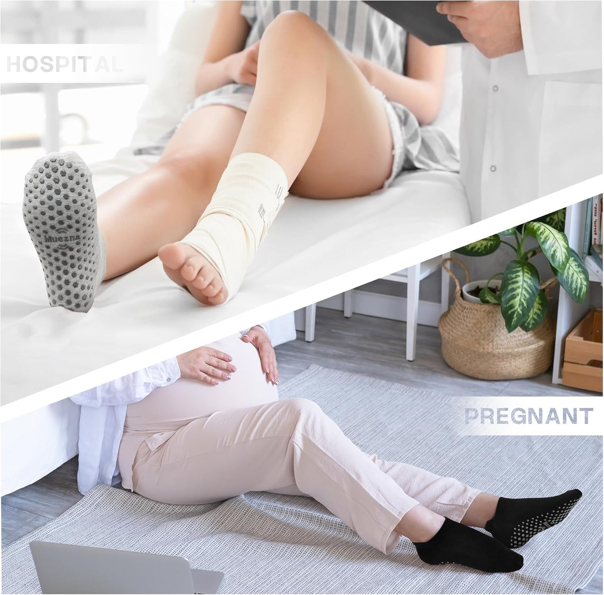 6 Pairs Pilates Grip Socks for Women, Non Slip Yoga Socks with Grips, Grippy Socks for Barre, and Hospital