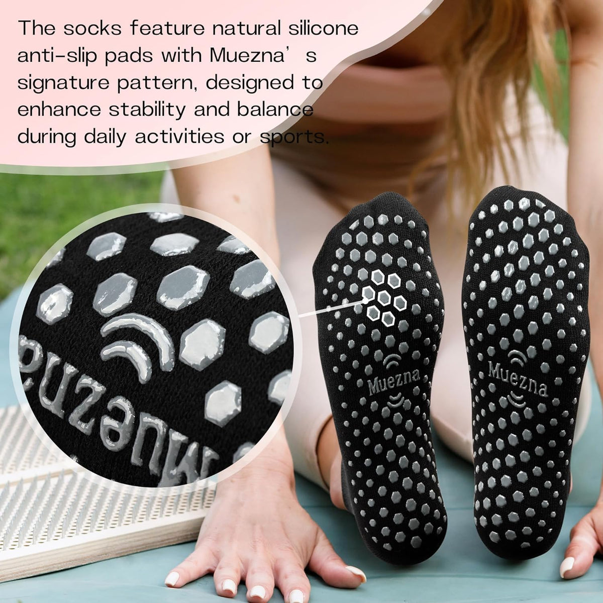 6 Pairs Pilates Grip Socks for Women, Non Slip Yoga Socks with Grips, Grippy Socks for Barre, and Hospital