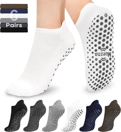 6 Pairs Pilates Grip Socks for Women, Non Slip Yoga Socks with Grips, Grippy Socks for Barre, and Hospital