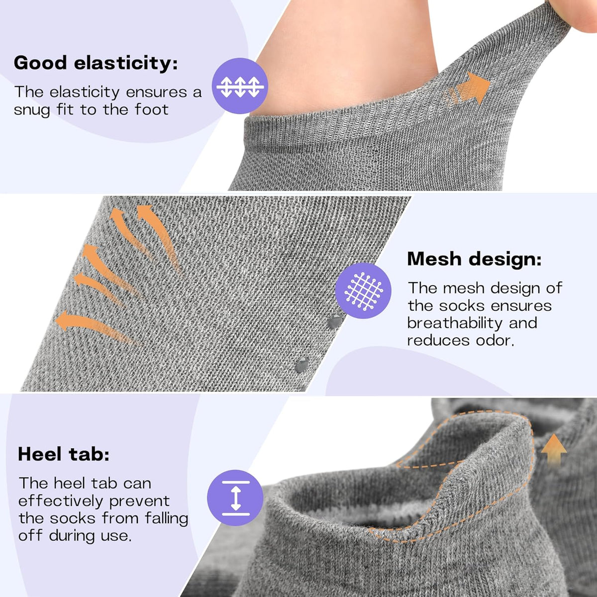 6 Pairs Pilates Grip Socks for Women, Non Slip Yoga Socks with Grips, Grippy Socks for Barre, and Hospital
