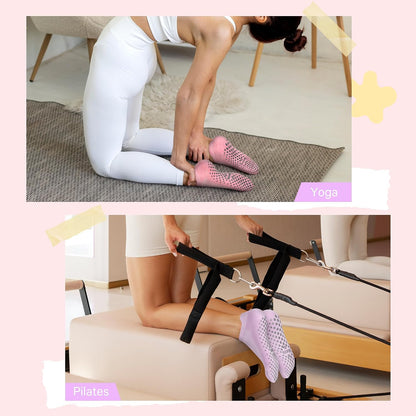 6 Pairs Pilates Grip Socks for Women, Non Slip Yoga Socks with Grips, Grippy Socks for Barre, and Hospital