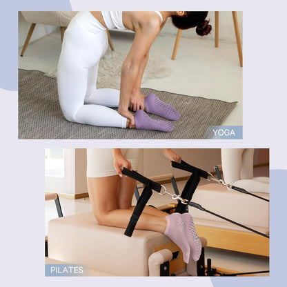 6 Pairs Pilates Grip Socks for Women, Non Slip Yoga Socks with Grips, Grippy Socks for Barre, and Hospital