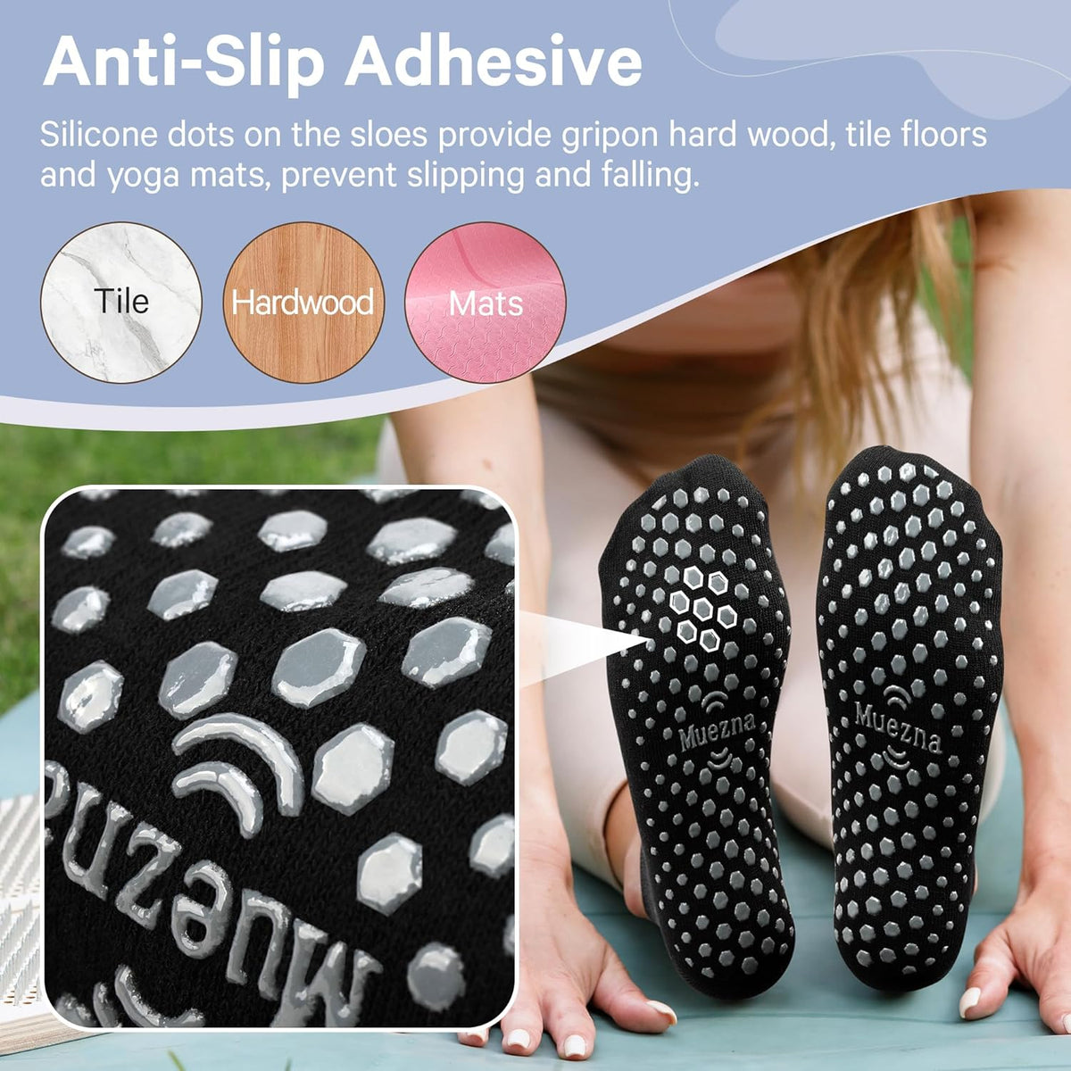 6 Pairs Pilates Grip Socks for Women, Non Slip Yoga Socks with Grips, Grippy Socks for Barre, and Hospital
