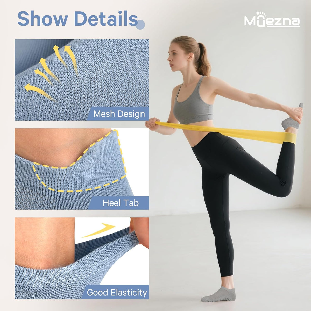 6 Pairs Pilates Grip Socks for Women, Non Slip Yoga Socks with Grips, Grippy Socks for Barre, and Hospital