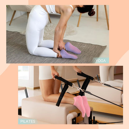 6 Pairs Pilates Grip Socks for Women, Non Slip Yoga Socks with Grips, Grippy Socks for Barre, and Hospital