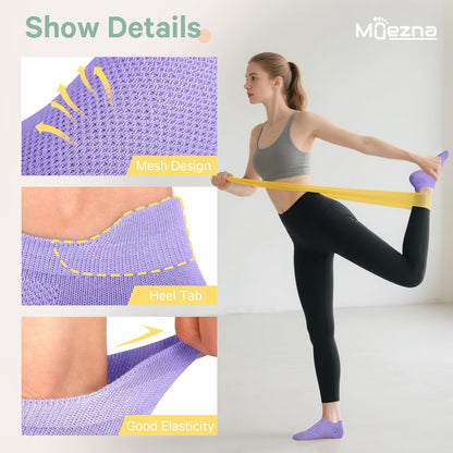 6 Pairs Pilates Grip Socks for Women, Non Slip Yoga Socks with Grips, Grippy Socks for Barre, and Hospital