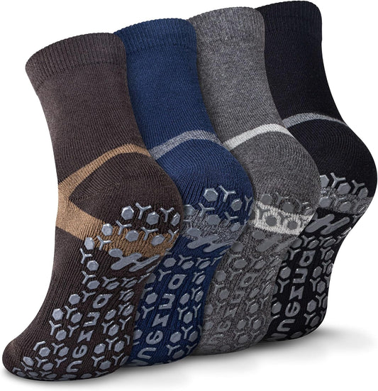 Men's Non-Slip Yoga Socks, Anti-Skid Pilates, Barre, Bikram Fitness Hospital Slipper Socks with Grips