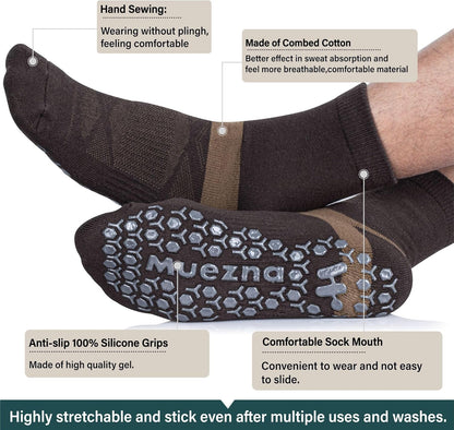 Men's Non-Slip Yoga Socks, Anti-Skid Pilates, Barre, Bikram Fitness Hospital Slipper Socks with Grips