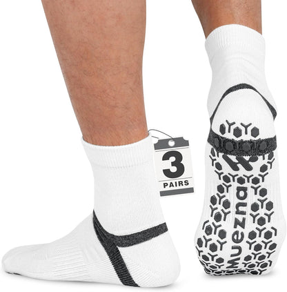 Men's Non-Slip Yoga Socks, Anti-Skid Pilates, Barre, Bikram Fitness Hospital Slipper Socks with Grips