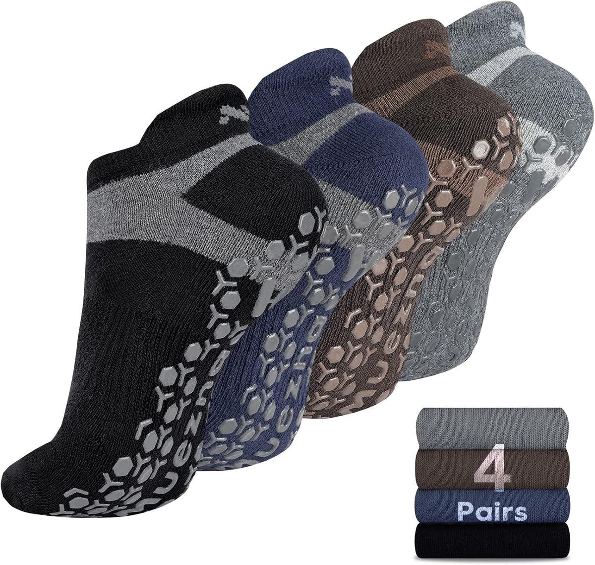 Men's Non-Slip Yoga Socks, Anti-Skid Pilates, Barre, Bikram Fitness Hospital Slipper Socks with Grips