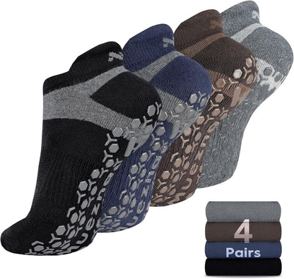 Men's Non-Slip Yoga Socks, Anti-Skid Pilates, Barre, Bikram Fitness Hospital Slipper Socks with Grips