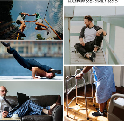 Men's Non-Slip Yoga Socks, Anti-Skid Pilates, Barre, Bikram Fitness Hospital Slipper Socks with Grips